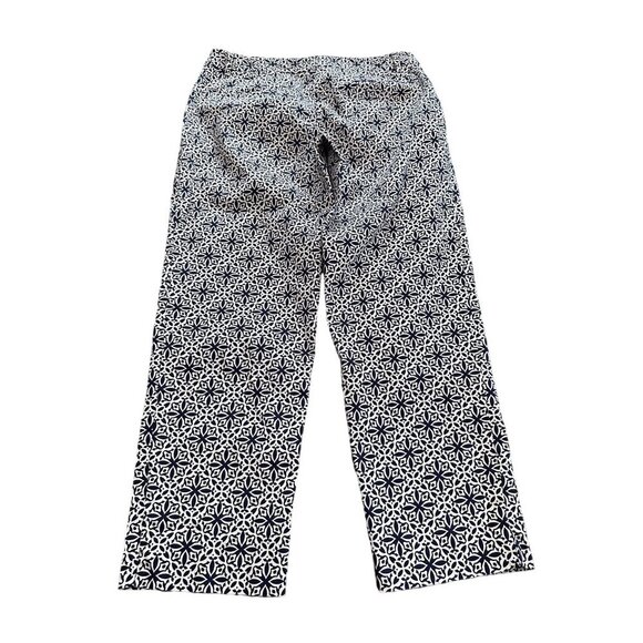 Talbots Capri Pants Women 8 Navy & Cream Geometric Print Cotton & Spandex - Picture 14 of 16